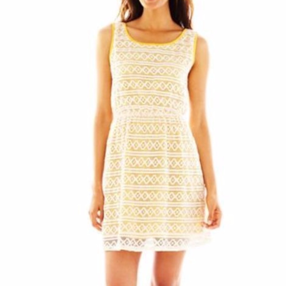 Up By Ultra Pink Contrast Lace Yellow Dress